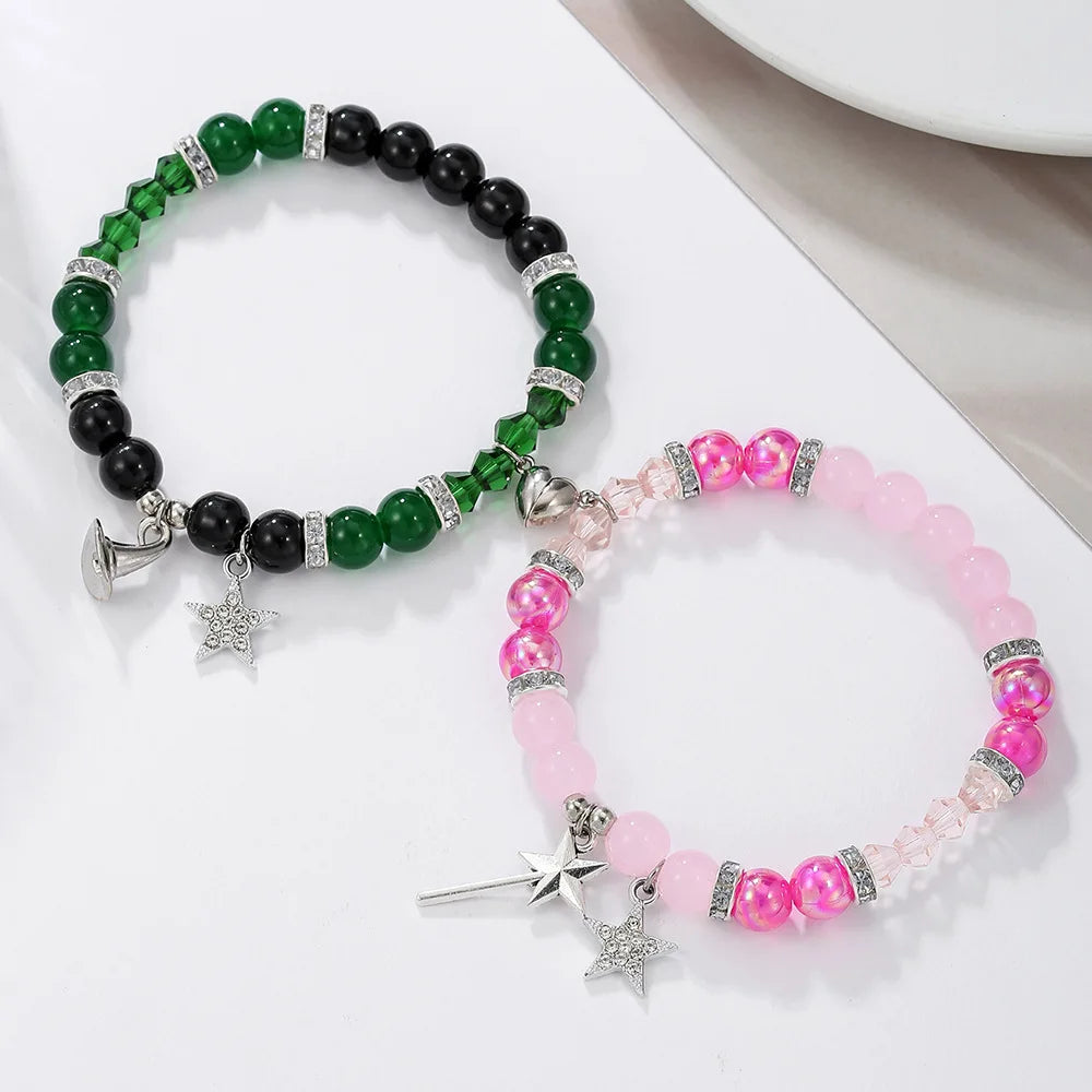 Elphaba Glinda Friendship Matching Bracelets-Crown Witch Hat Matching Bracelets-BFF Couples Accessories Gifts for Dress Decor