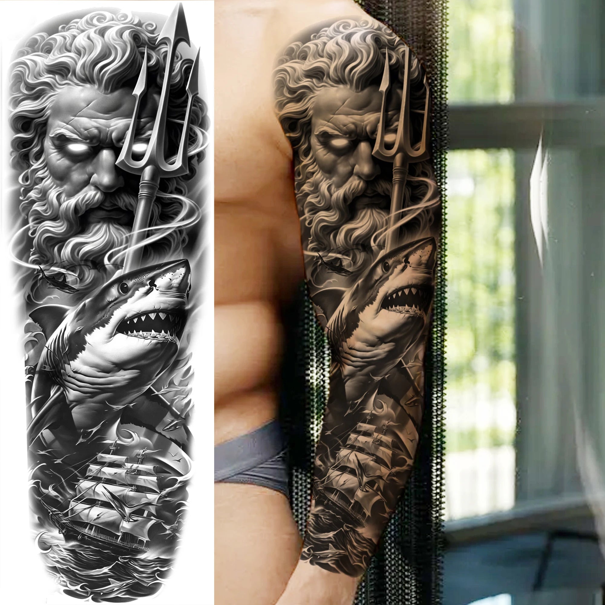 1 Sheet Full Arm Robber Gangster Temporary Tattoos For Men Women Waterproof  Tatoo Sleeve Realistic Bad Guy Fake Tattoos Sticker