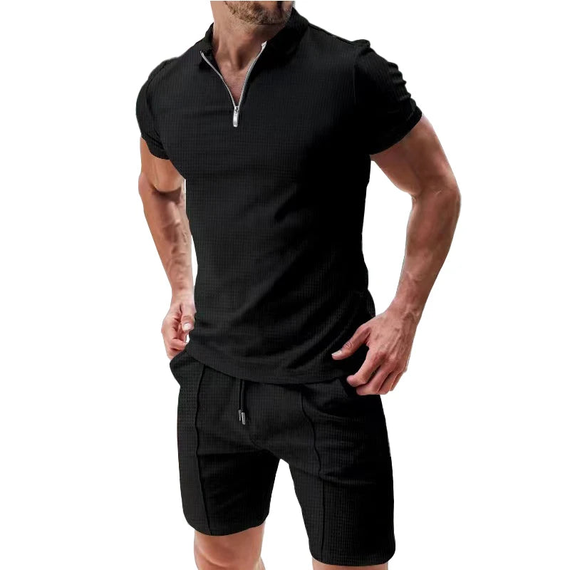 2024 new men's sportswear short sleeved T-shirt and sports shorts summer casual jogging pants set men's two-piece set