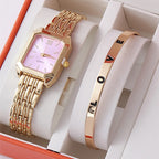 2pcs/set Luxury Women's Quartz Watch with LOVE Bracelet Watch Set Fashion Alloy Band Business Ladies Watches Female Clock Gifts