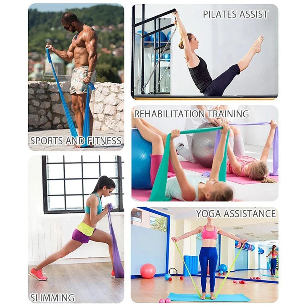 200cm Yoga Pilates Stretch Resistance Band For Gym Fitness Exercise Elastic Rubber Training Band