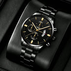 2pcs Fashion Men's Casual Business Sports Stainless Steel Quartz Wristwatch Calendar Male Classic Bracelet Set Luminous Clock