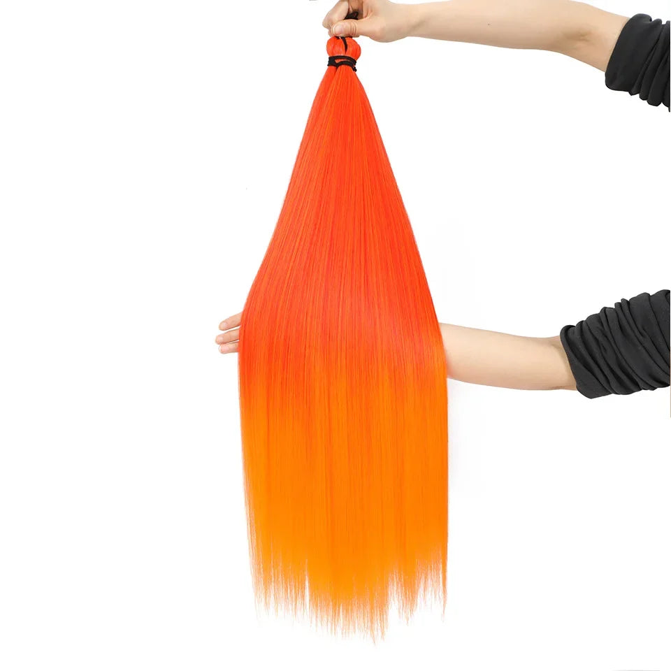300g 3Pcs/Lot 28Inch Straight Crochet Braids White Blonde 613#Ombre Brown 6# Bio Protein Synthetic Hair Extensions