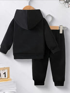 Baby Girl Autumn Winter Hooded Letter Print Fleece Sweatshirt with Casual Sports Long Pants Outdoor Suitable Newborn Outfit