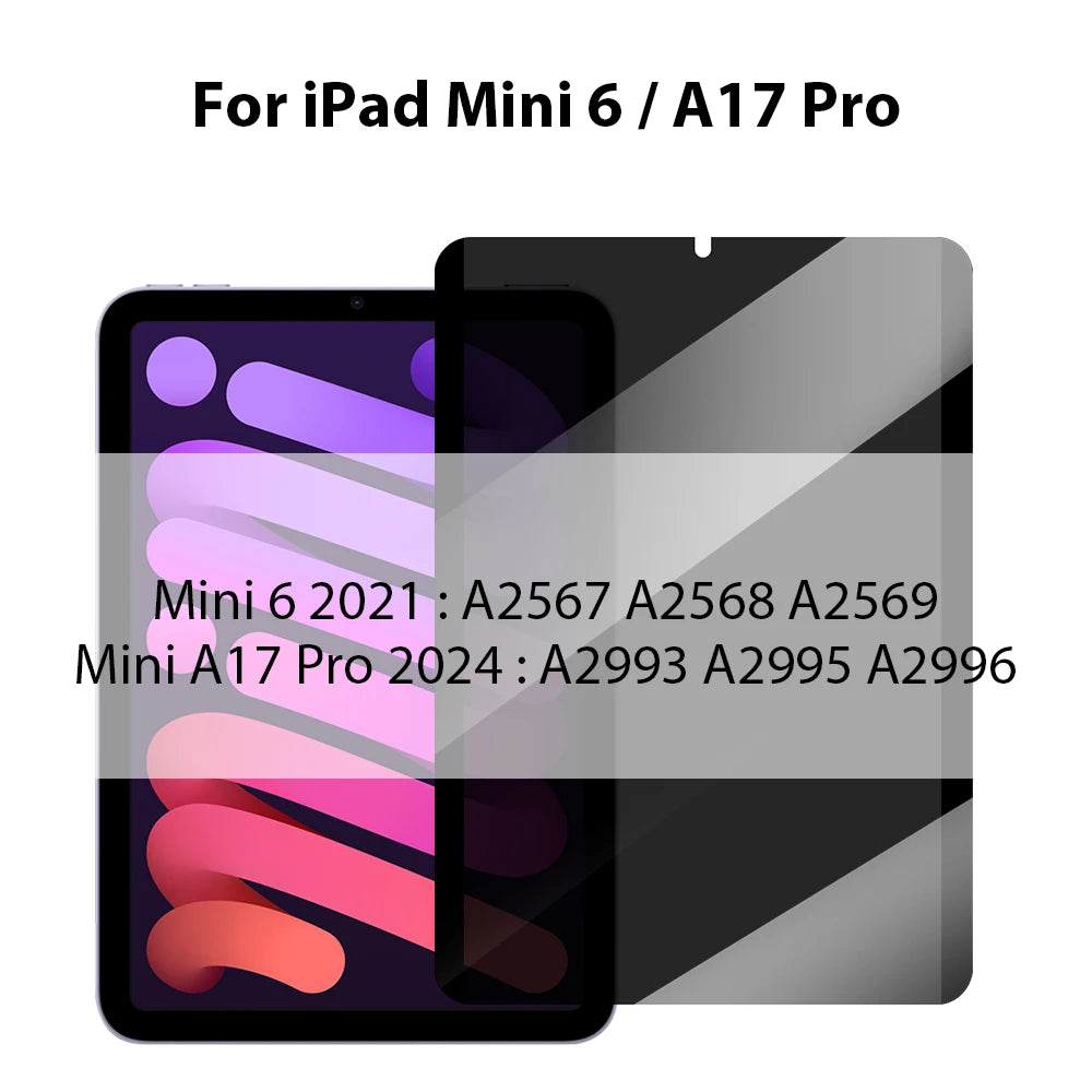 Privacy Glass For iPad A16 Pro 13 M4 12.9 11 2025 M5 10th 10 Generation Screen Protector Air 5 4 7th 8th 9th 10.2 Mini 6 7 Film