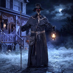 74.8" Halloween Decoration Outdoor Animatronic Ghost Doctor Sound Activated Life-Size Standing Ghost with Rotating Head, LED Eyes Lantern, Scary Haunted House Props for Garden Yard Lawn