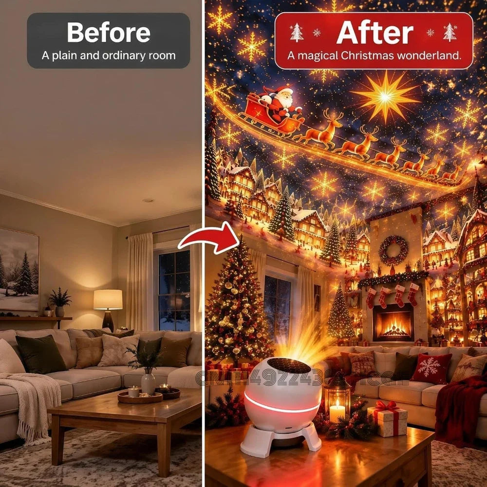 *^*Magical Christmas Projection Night Light,USB Christmas Projector Indoor,Magical Christmas Projection Night Light Holiday Room