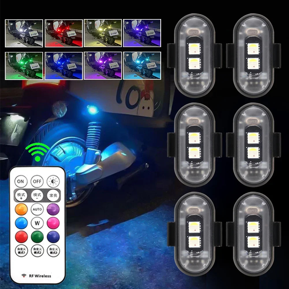Wireless Car Atmosphere Light LED Strobe Lights Warning Lights RGB Led Aircraft Strobe Lights Car Motorcycle LED Lamp