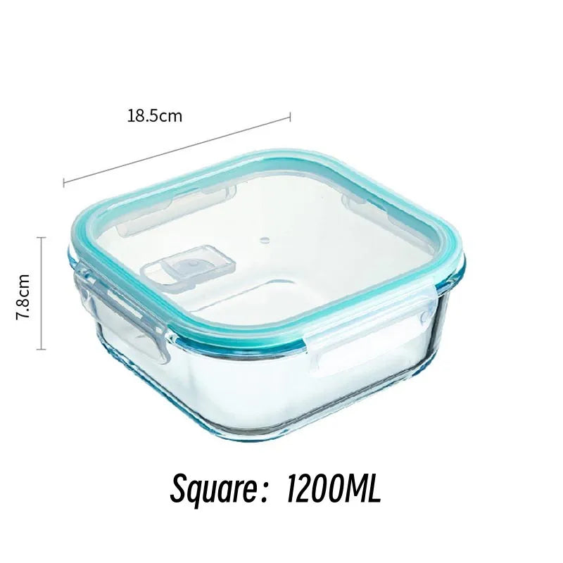 High Borosilicate Glass Lunch Box Portable Food Container Sealed Fresh-Keeping Box Microwave Oven Heating Freezer Food Bento Box