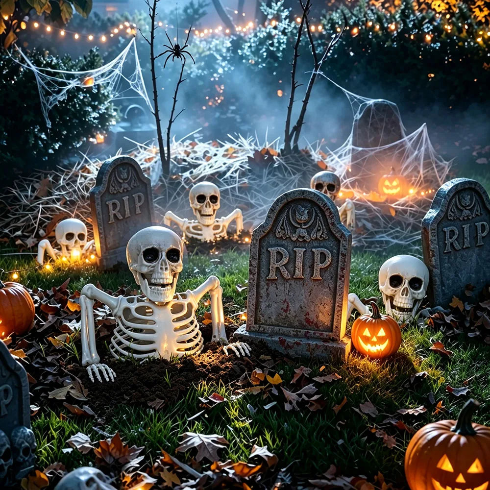 Halloween Decoration Half Body Skeleton Haunted House Horror Props Halloween Outdoor Courtyard Skull Decorations Halloween Party
