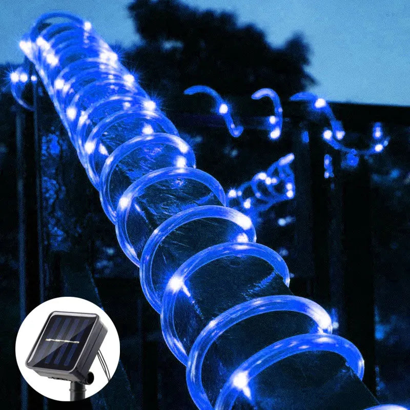 LED Solar Rope Tube Strip Light Outdoor Waterproof Fairy Light Strings Christmas Decor for Garden Lawn Tree Yard Fence Pathway