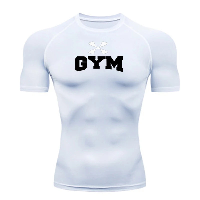 2026 Men Summer Sportswear Running T-shirt Compression T Shirt Elastic Quick Dry Sport Tops Tee Athletic Gym Workout Shirts