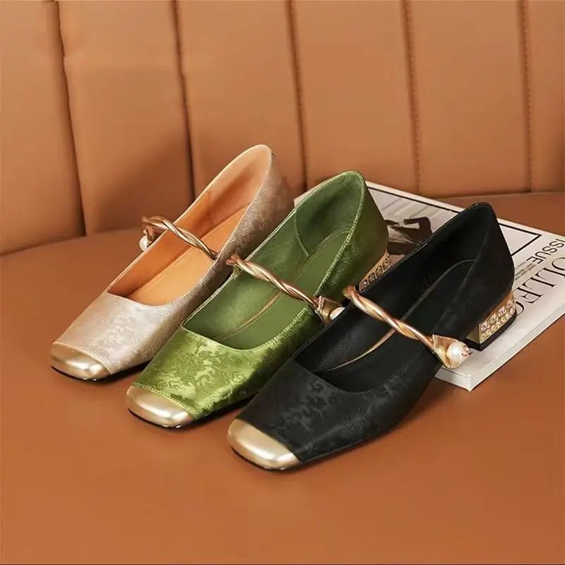 Shoes for Woman 2025 Flats Formal Women's Summer Footwear Low Heel Elegant Moccasins Flat Pointed Toe Non Slip on Promotion E 39