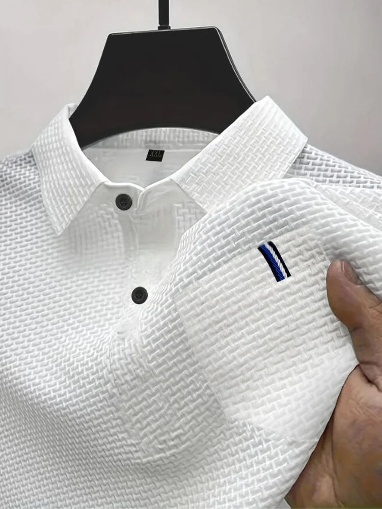 Summer ice silk lapel pocket POLO shirt, men's short-sleeved T-shirt, men's clothing top