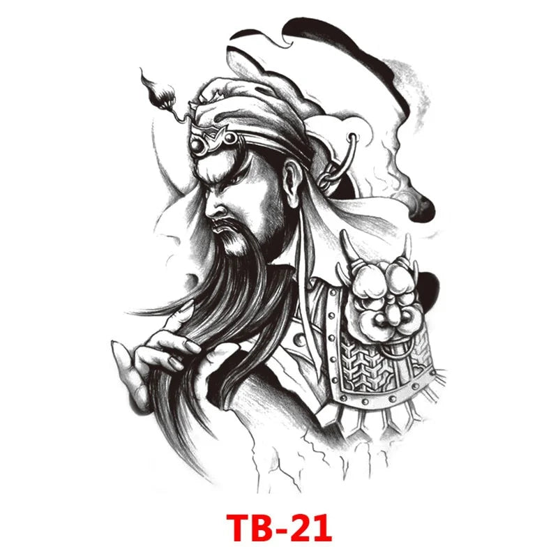 Waterproof Large Full Back Chest Tattoo Big Tattoo Stickers Fish Wolf Tiger Dragon Fairy Temporary Flash Tattoos Cool Men Women