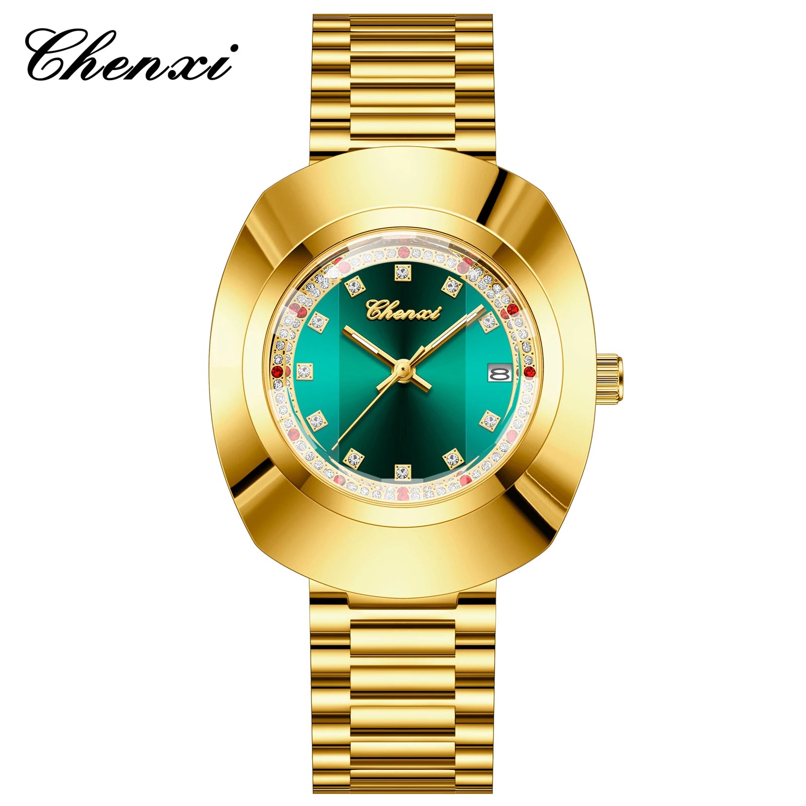 CHENXI Luxury Couple Watch Stainless Steel Band Luminous Business Men Women Quartz Wristwatches Great Valentine Gift for Lover