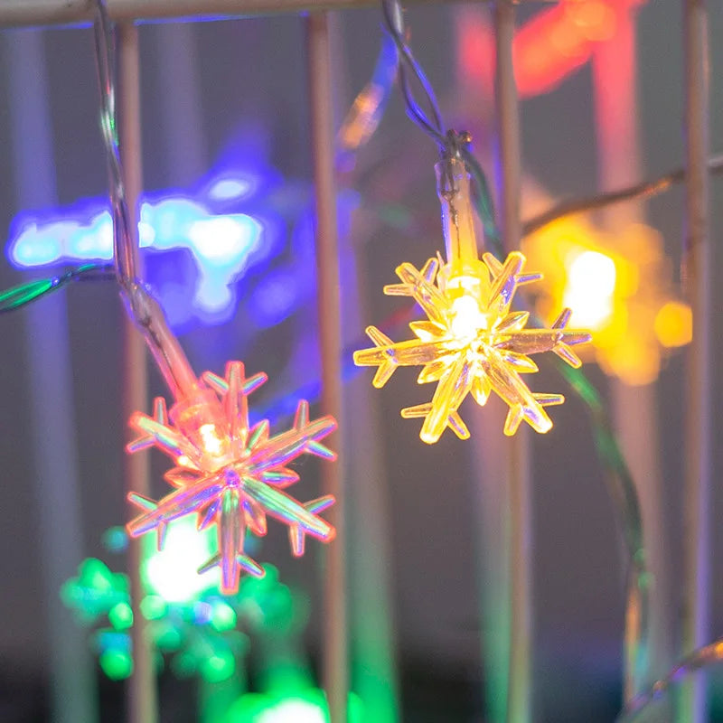 10m 80leds Stright Lights For Room Hanging Home Decoration Christmas Snowflake LED String Lights Indoor Festive Decoration