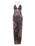 Y2k Streetwear Sexy Long Dress Women's Vintage Low Cut Vestidos Butterfly Design Backless Sleeveless Bodycon Printed Dresses