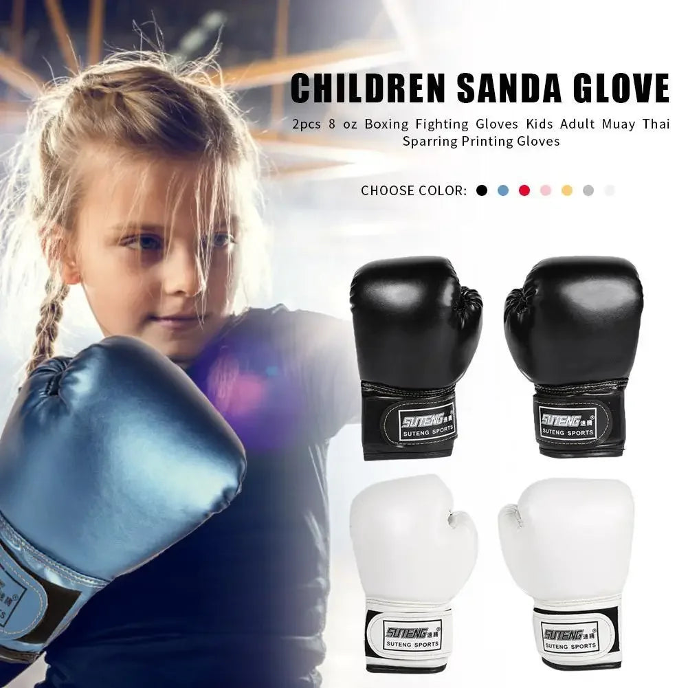 1Pair Kids Boxing Gloves PU Leather MMA Fighting Gloves Punching Bag Kickboxing Thai Gloves Professional for Kids Child Training