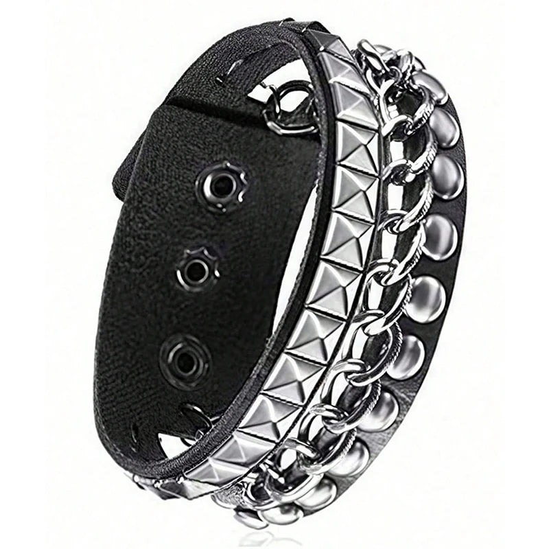 Pu Leather Gothic Rivet Star Fashion Bracelet For Daily Party Performances, Christmas And Halloween Costumes
