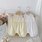 Korean Style Newborn Clothes Baby Girl Jumpsuit Hollowed Floral Sleeveless Infant Girl Bodysuit 0-24 Months