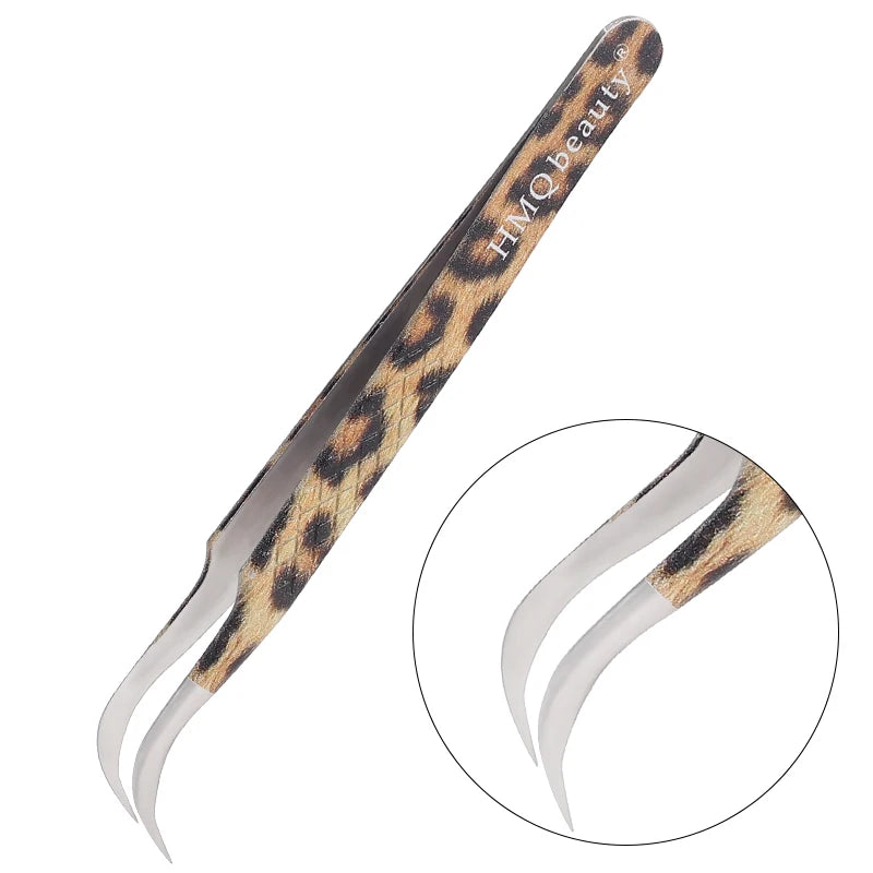1Pcs Leopard Lash Tweezers Stainless Steel Superhard Tweezer 3D Volume Accurate Anti-Static Eyelash Extension Clip