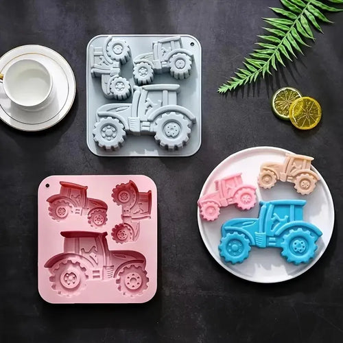 3-Cavity Tractor-Shaped Silicone Mold of Different Sizes Chocolate Jelly Ice Cube Cake Mold High Temperature Resistant