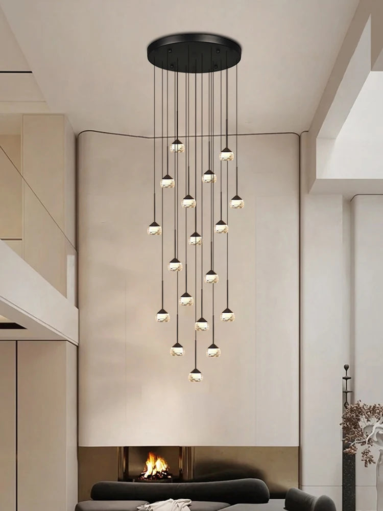 LED Droplet Shaped Pendent Lamp Bedside Lamp Villa Pendant Modern Staircase Lighting Fixture Bedroom Isolated Ceiling Chandelier