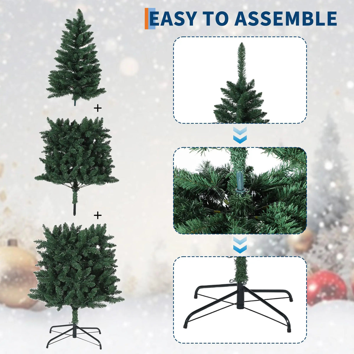 6FT Slim Pre-Lit Flocked Artificial Christmas Tree – Dual-Color LED Lights (400 LEDs), 8 Modes, Hinged Sections & Metal Stand for Home & Office Holiday Decor