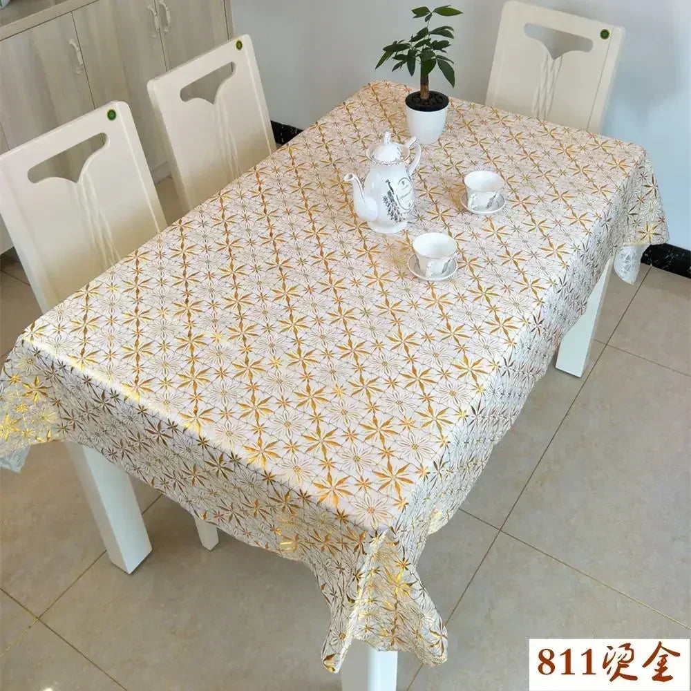 PVC Rectangular Dining-Table Tablecloth Oil Resistant Tabletop Protective Cloth Household Plastic High-end Lace Table Covers Mat