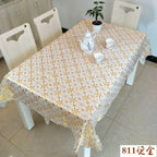 PVC Rectangular Dining-Table Tablecloth Oil Resistant Tabletop Protective Cloth Household Plastic High-end Lace Table Covers Mat