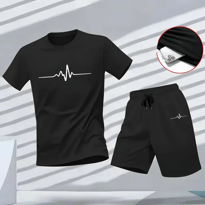 Daily Men's Tracksuit 2026 Two-piece Set Versatile Shorts-sleeved T-shirt and Sport Short Casual Quality Summer Outdoors Jogging