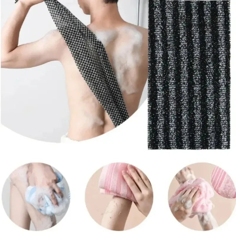 1PC New Japanese-style Exfoliating Washcloth – Household Bath Scrubber, Unisex Long Bath Mitt for Foaming and Back Cleansing