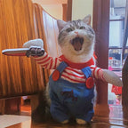 Funny Cat Clothes Halloween Cosplay Costumes For Small Medium Dog Cats Creative Pet Party Kitten Jumpsuits Soft Warm Cat Coat