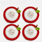 Christmas Santa Coasters Handmade Crochet Mug Mats Set Holiday Table Decoration Gift for Her Christmas Decorations for Home