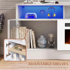 78" Electric Fireplace TV Stand with LED Lights & Storage for TVs up to 90"