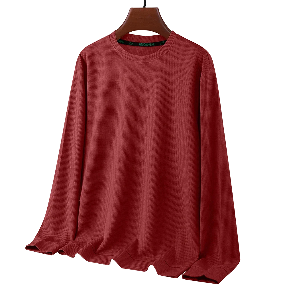 Men Long Sleeve t-Shirt Tops Fashion Waffle t Shirt o Neck Slim Fit t-Shirts Comfortable Tee Soild Casual Tshirt Man Clothing