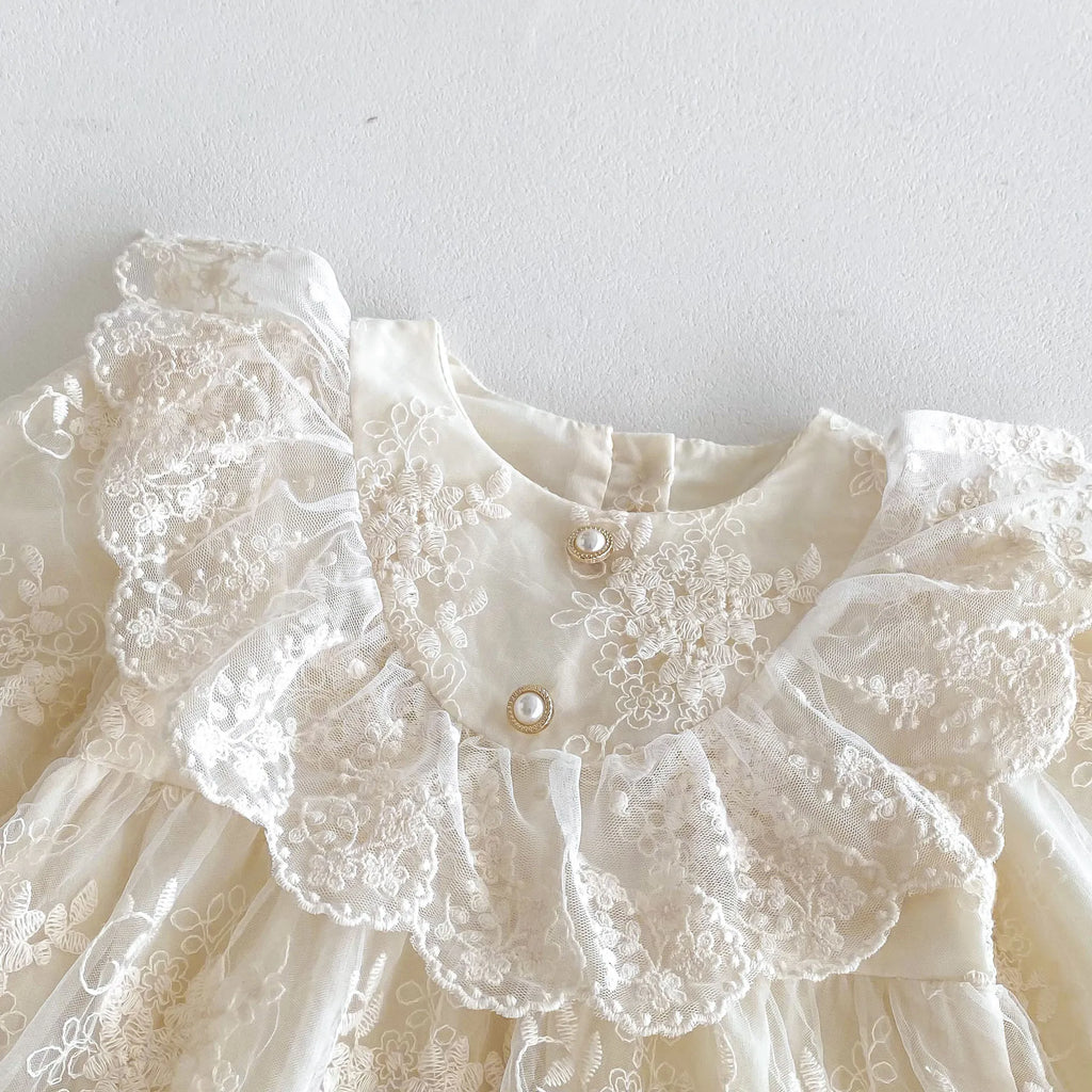 2026 Spring Summer Baby Girls Bodysuit Toddler Girl Princess Dress Infant Lace Embroiery Onesies Newborn Girls Clothing
