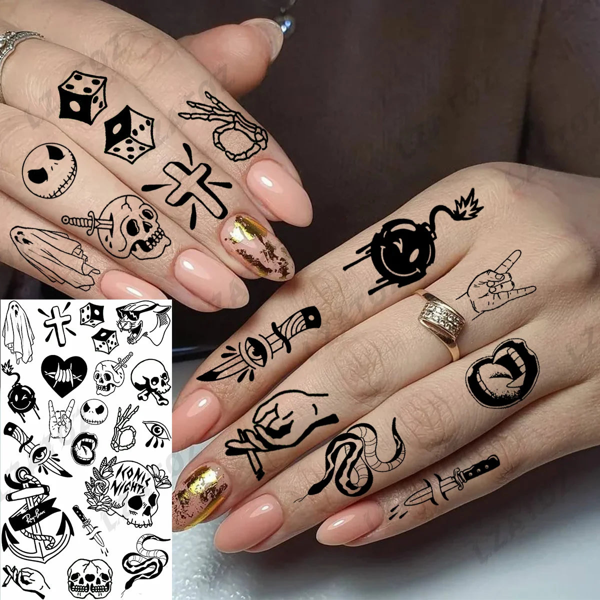 Realistic Eye Flower Temporary Tattoos For Woman Adults Rose Butterfly Tiny Fake Tattoo Sticker 3D Finger Waterproof Tatoos