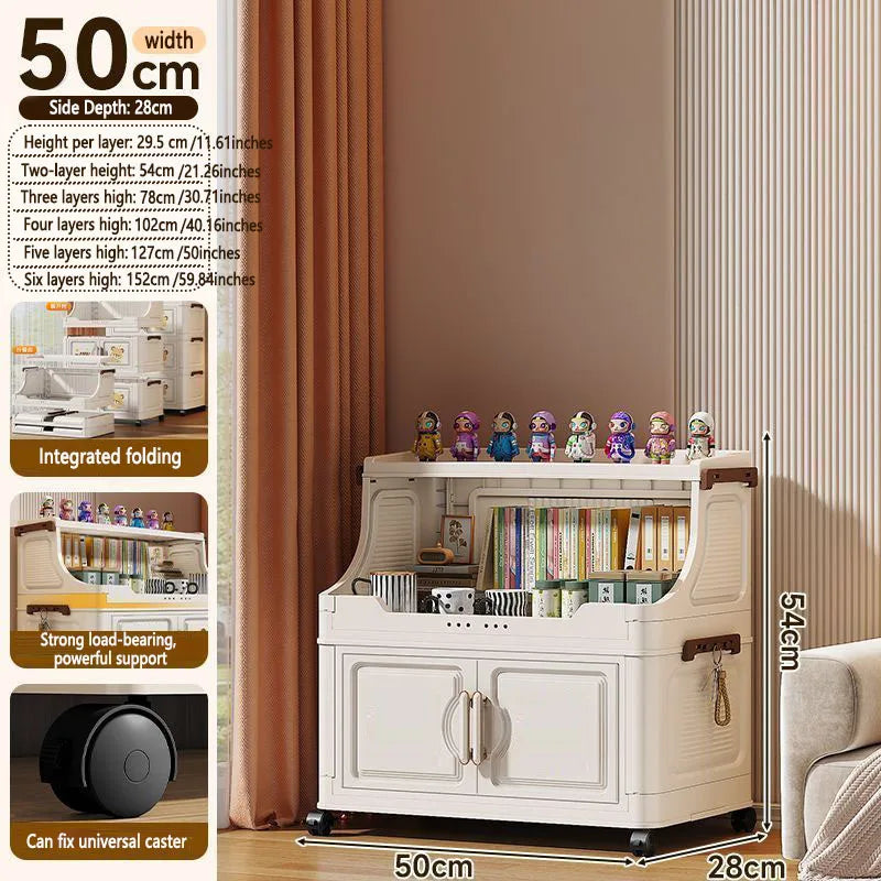 Home Living Room Multi-layer Snack Storage Rack Toy Plastic Organizer Stand Foldable Floor-standing Cabinet for Kids