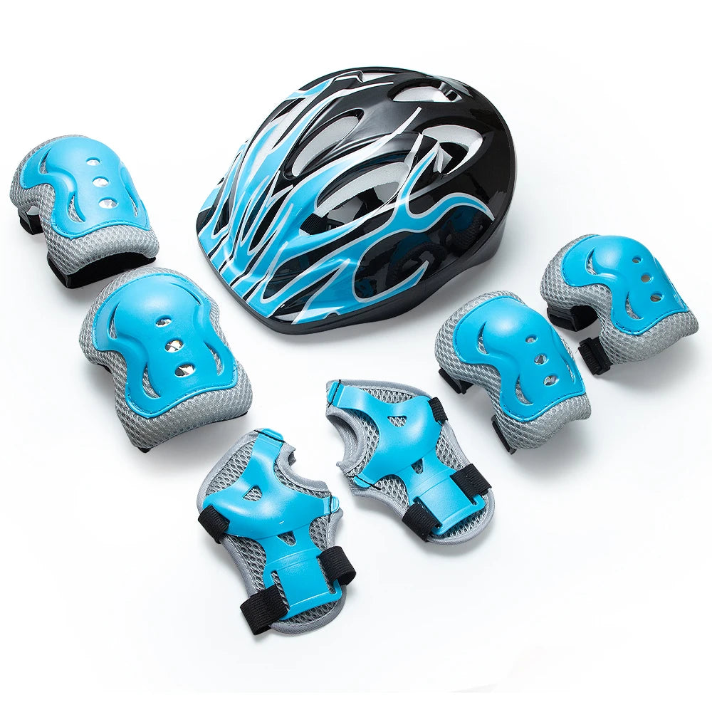 7 Pcs Kids Bike Helmet & Pads Set, Adjustable Protective Gear for Toddler Girls Boys 3-10 Years, for Biking, Skateboard, Scooter