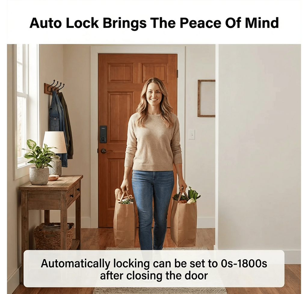 Jodays Smart Deadbolt Lock with Fingerprint & Keypad, Keyless Entry Door Lock with App Control, Temporary and One-Time Password, Auto Lock & Anti-Peep Passcode, Powered by 4pcs AA Alkaline Batteries (No Included), Easy Instal