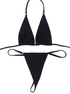 Women's Sexy Backless Triangle Bikini Set 2-Piece Strap Micro Swimsuit with Bottom for Summer Pool Parties And Beach Vacations