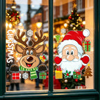 Christmas Window Cling Stickers Santa Claus Reindeer Snowflake Gift Box Window Decals for Xmas Home Shop Glass Door Window Decor