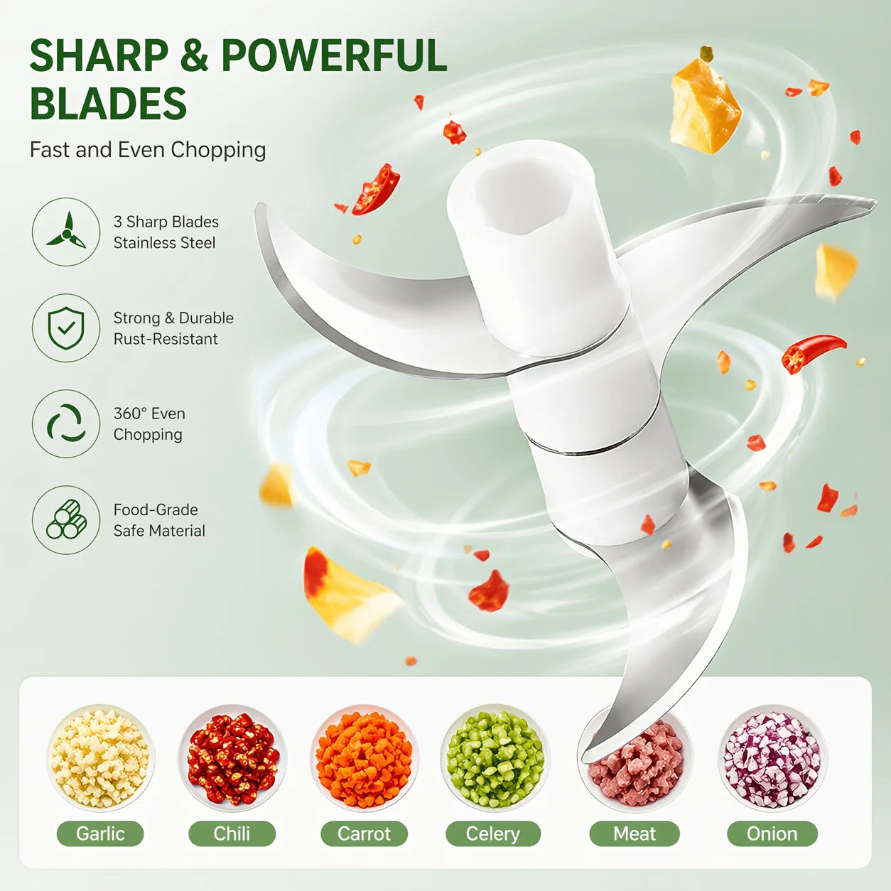 Electric Garlic Crusher, Portable Mini Food Chopper (with Meat Chopping Blade), Vegetable Chopper, Small Food Processor, Suitable for Garlic Paste, Mashed Food, Onions, Herbs, Vegetables, Ginger, Juice Mixer, and Kitchen Toma