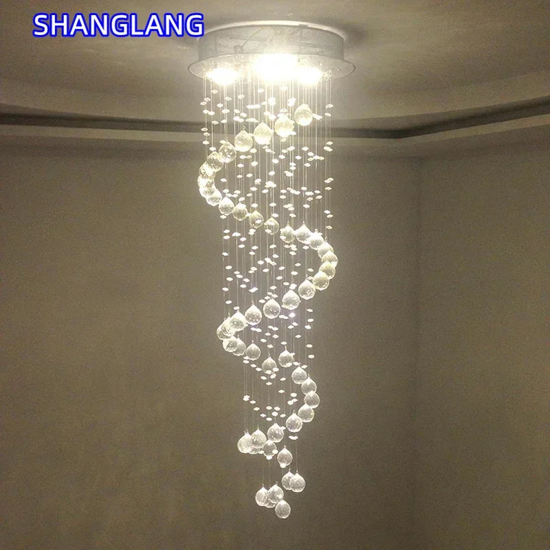 Modern K9 Crystal Chandeliers Large LED Lighting Fixture Spiral Living Room For Staircase Stair Showcase Bedroom Hotel Hall Lamp