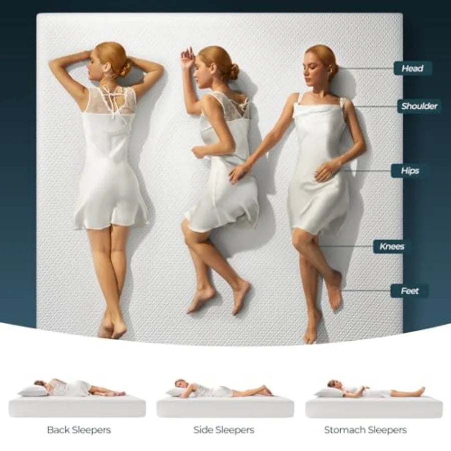 Mattress, Gel Memory Foam Mattress in a Box, Gel fused, Fiberglass Free, Medium Firm Mattresses, CertiPUR-US Certified, Breatha