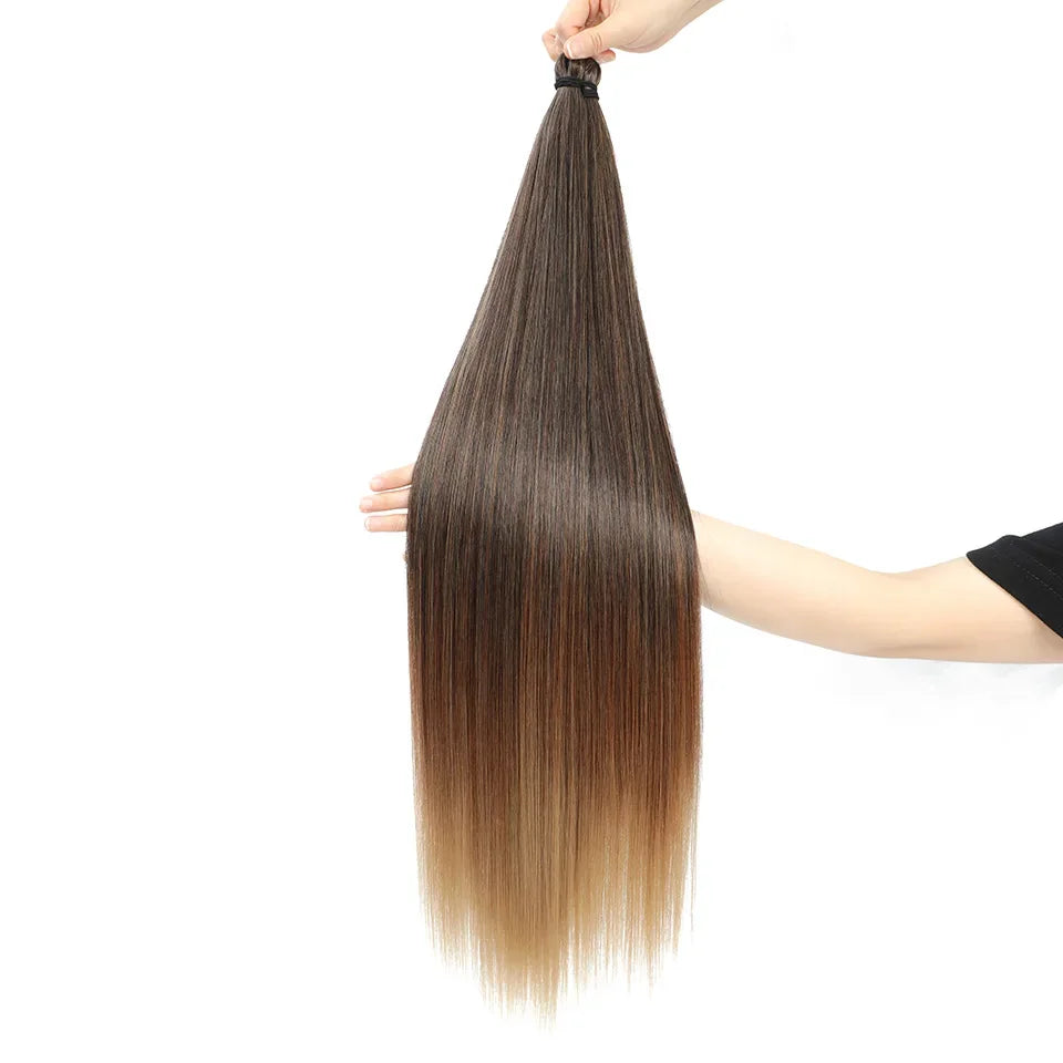 300g 3Pcs/Lot 28Inch Straight Crochet Braids White Blonde 613#Ombre Brown 6# Bio Protein Synthetic Hair Extensions