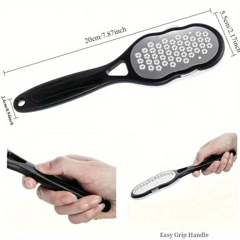 [Professional Foot File] Heavy-Duty Stainless Steel Pedicure Tool | Non-Slip Ergonomic Handle | Dead Skin Remover for Feet