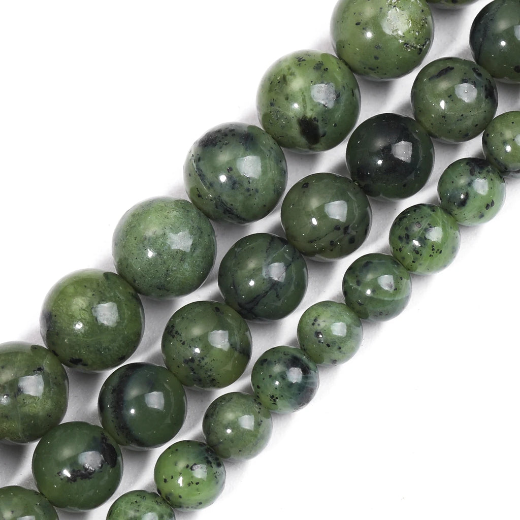 SHIJIWLS Natural Stone Canada Jade Diy Beads For Making Jewelry, Bracelets, Necklaces, Earrings Loose Beads 6/8/10mm Wholesale